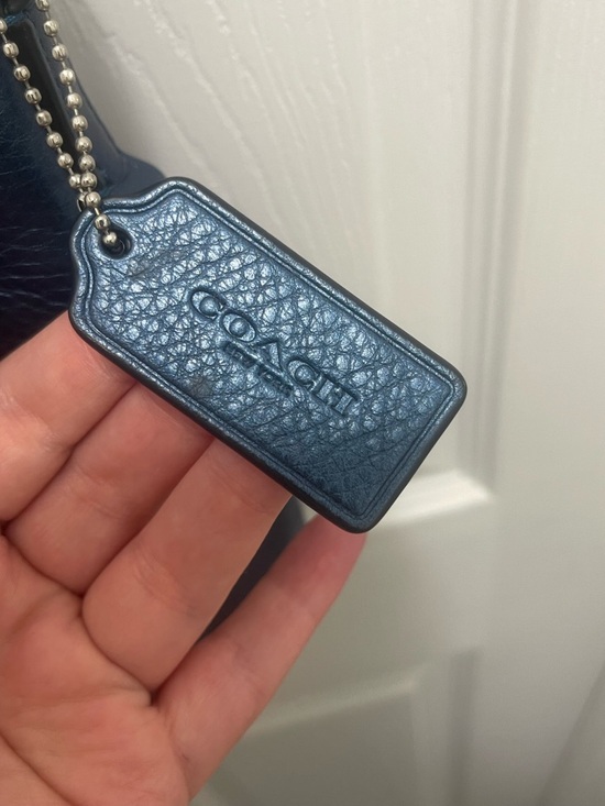 Coach Pebbled Leather Shoulder Bag in Navy Blue - Picture 3 of 8